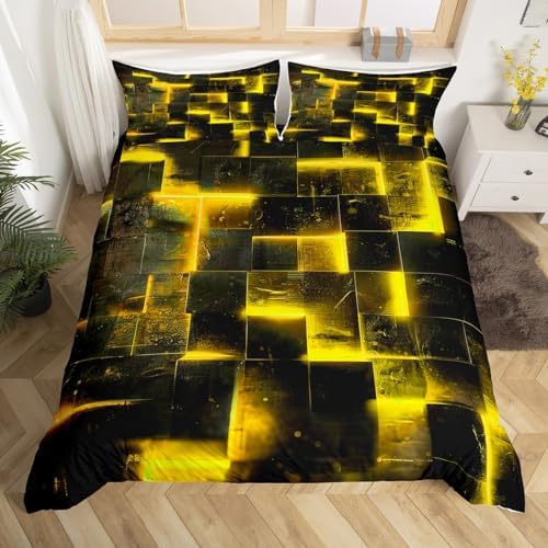 Erosebridal Abstract Duvet Cover Bed Set - Black Yellow Full Bedding