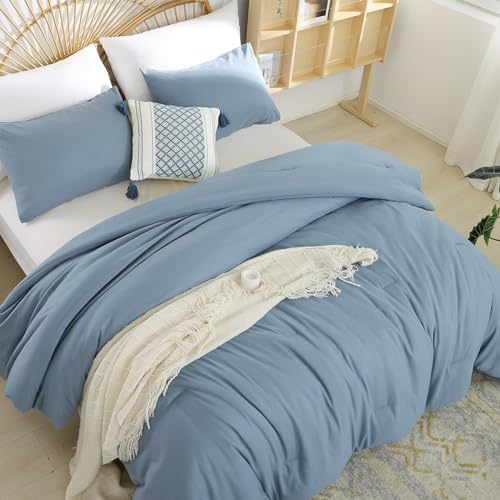 Durable Dusty Blue Comforter Set for King Size
