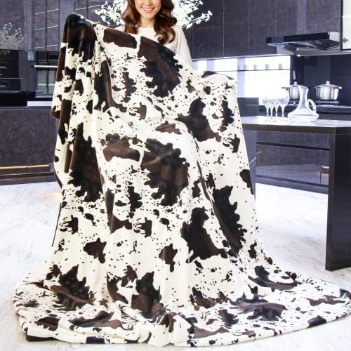 KIVEE Cute Cow Print Throw Blanket - Soft Warm All-Season Travel Home Use