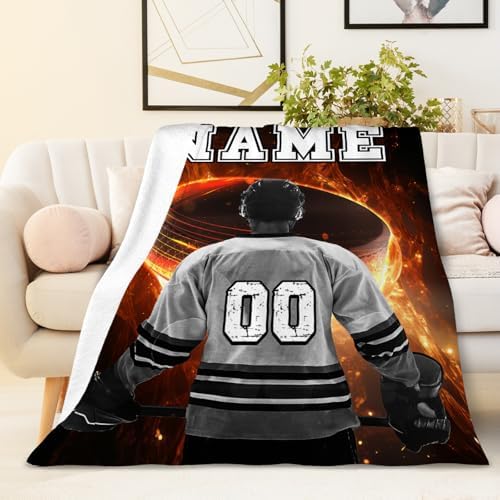Personalized Hockey Blanket for Boys and Men