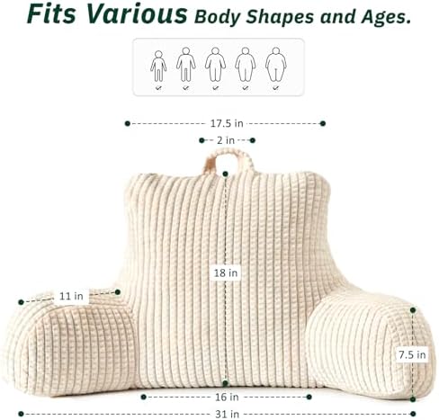Loves Cabin Ergonomic Bed Reading Pillow with Pockets