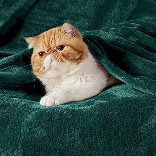 Bedsure Cozy Fleece Luxury Fulton Blanket Queen Size Emerald Green