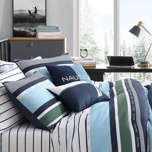 Nautica Twin Comforter Set with Matching Sham and Throw Pillows 1