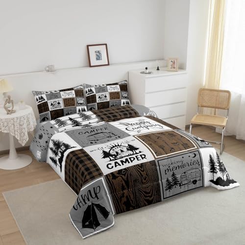 Erosebridal Happy Camping Queen Comforter Set