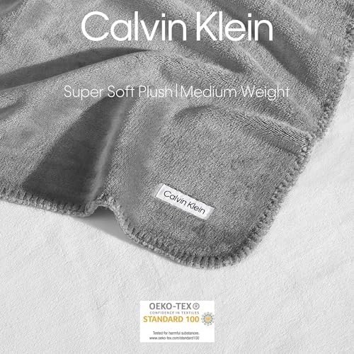 Calvin Klein Reversible Solid Grey Throw Blanket 50x70
