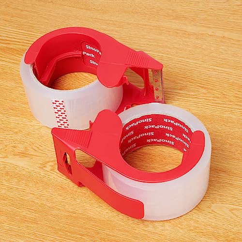 2-Pack Clear Packing Tape with Dispenser for Moving and Shipping