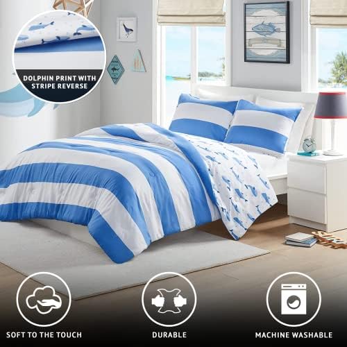 Exclusive - Fun Adorable Dolphin Reversible Bedding for Kids