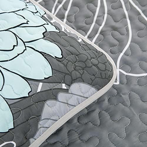 Anibedding Green Floral Quilt Set 3 Piece California King