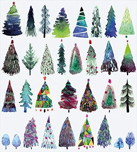 Christmas Duvet Cover Set Fir Tree Abstract Silhouettes California King