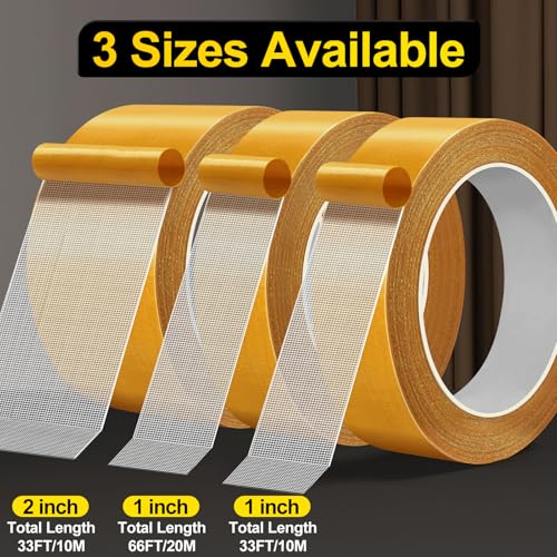 PACKKA Double Sided Tape 1inchx33FT for Carpets and Decor