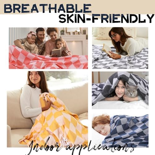 Genovega Lightweight Woven Throw Blanket Navy Blue