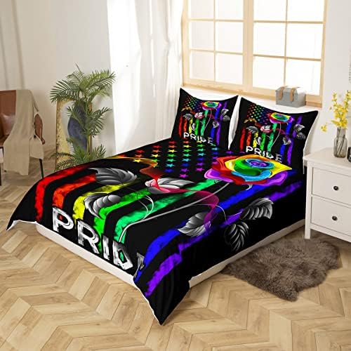 LGBTQ Pride Blossoming Comfort Style Duvet Cover Queen Size Set