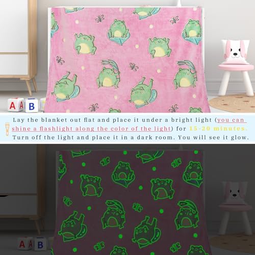 Cute Frog Glow-in-the-Dark Blanket for Kids