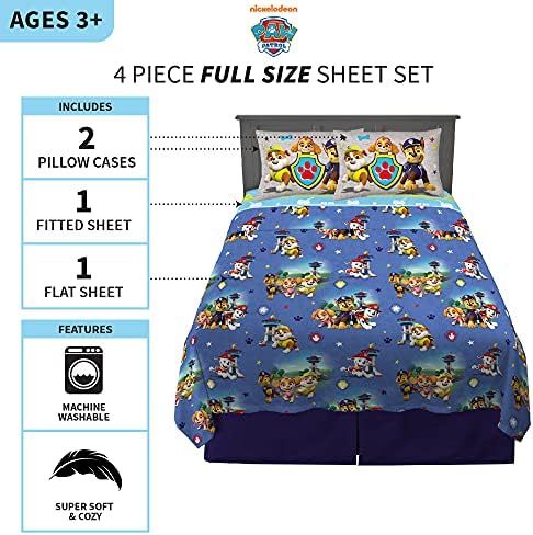 Paw Patrol Kids Bedding Sheet Set Soft Microfiber Full Bed arking