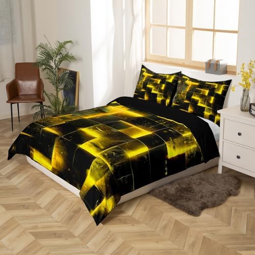 Erosebridal Abstract Duvet Cover Bed Set - Black Yellow Full Bedding