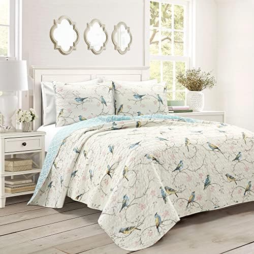 Lush Decor Botanical Bird and Flower Quilt Set King
