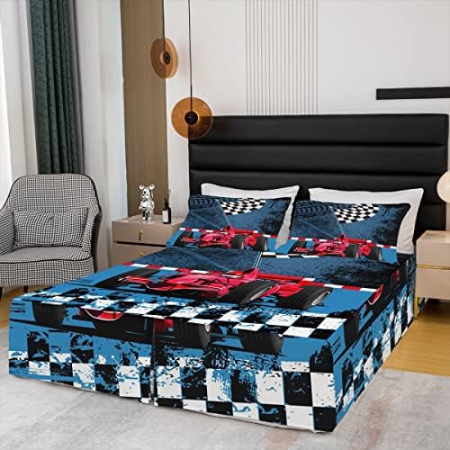 Boys Race Car Bed Skirt Cool and Durable for Kids Bedrooms