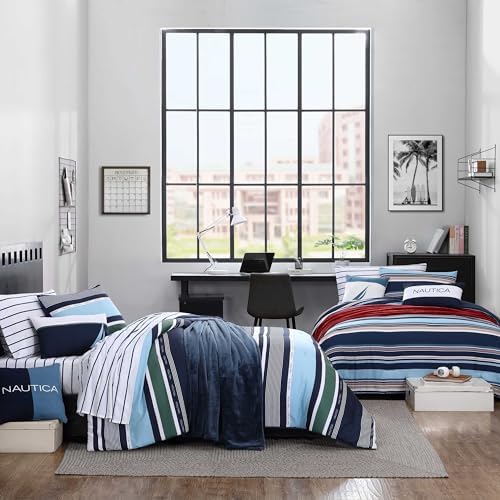 Nautica Twin Comforter Set with Matching Sham and Throw Pillows 1