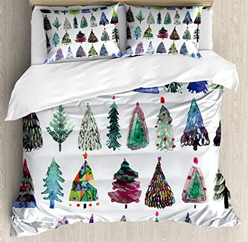 Christmas Duvet Cover Set Fir Tree Abstract Silhouettes California King
