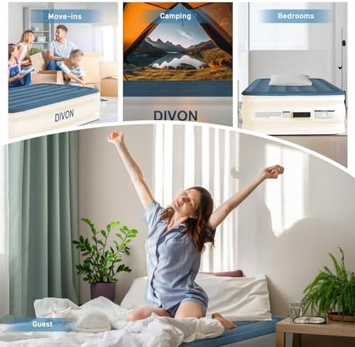 DIVON Twin Air Mattress - compact durable built-in pump