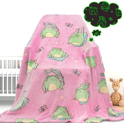 Cute Frog Glow-in-the-Dark Blanket for Kids