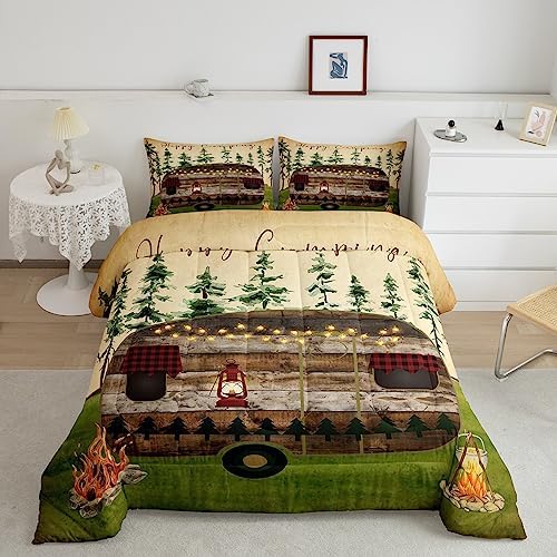 Erosebird Camping Comforter Set for Boys Girls Camper Bedding