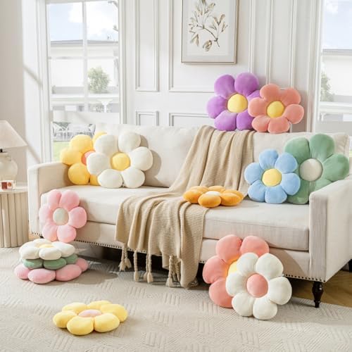 Vdoioe Flower Pillow Daisy Shaped Plush Throw Cushion