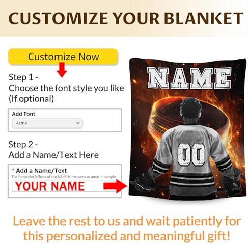 Personalized Hockey Blanket for Boys and Men