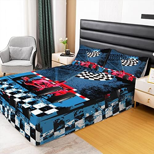 Boys Race Car Bed Skirt Cool and Durable for Kids Bedrooms