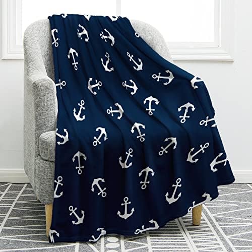 Jekeno Nautical Anchor Blanket - Dark Blue 50x60