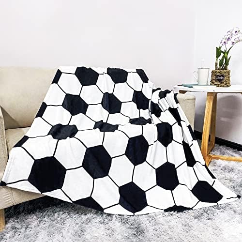 Sinlley Soft Soccer Ball Throw Blanket - 60x50 inch Perfect for Relaxation Coziness