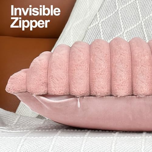 Two 18x18 Faux Fur Pillow Covers Set - Unique Design