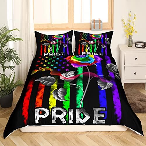 LGBTQ Pride Blossoming Comfort Style Duvet Cover Queen Size Set