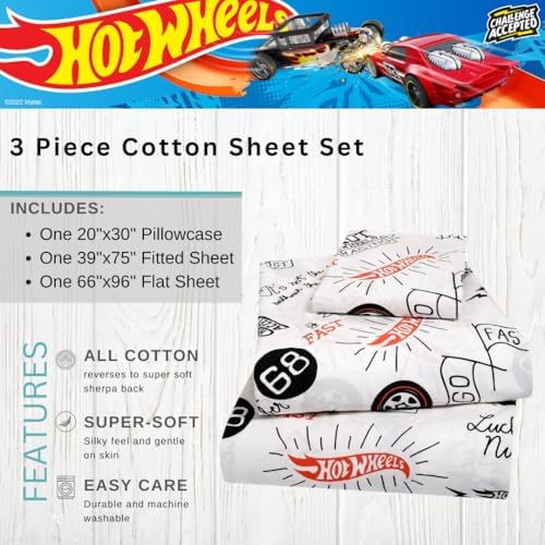 Franco Hot Wheels Kids 3-Piece Sheet Set Twin