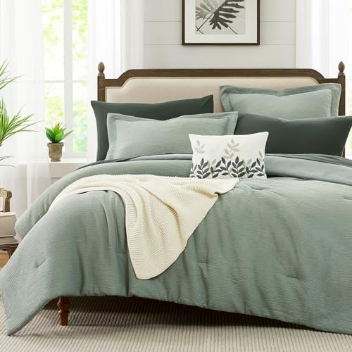 MaiRve Sage Green Comforter Set Queen Size