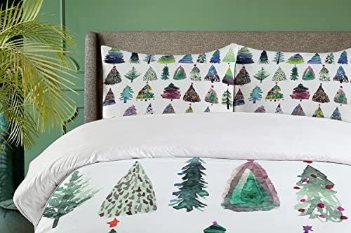 Christmas Duvet Cover Set Fir Tree Abstract Silhouettes California King