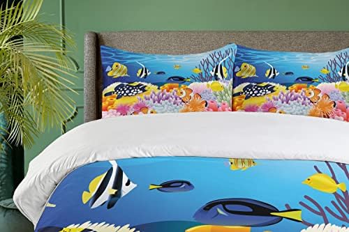 Eco-Friendly Fish Duvet Cover Set with Coral Reefs