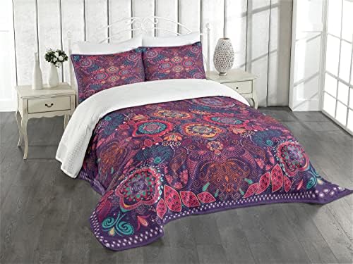 Ambesonne Modern Classic Bedspread Set with Paisley Design