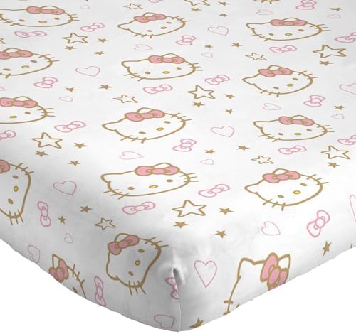 Jay Franco Hello Kitty Twin Sheet Set - 3 Piece Microfiber Stars Hearts Bedding