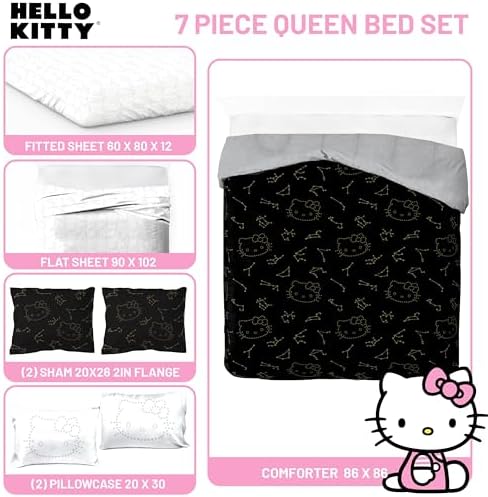 Hello Kitty Kids Cozy Comforter Set - Queen Bedding by Jay Franco