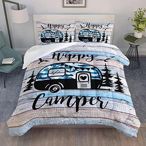 HOSIMA Happy Camping Decor Camouflage Bedding Set