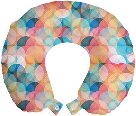 Ambesonne Geometric Travel Pillow - Soft Mosaic Overlap for Airplane Car Use