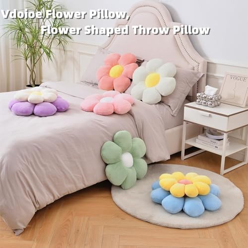 Vdoioe Flower Pillow Daisy Shaped Plush Throw Cushion