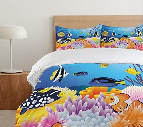 Eco-Friendly Fish Duvet Cover Set with Coral Reefs