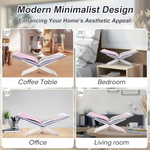 Crikele acrylic book stand holder for open books
