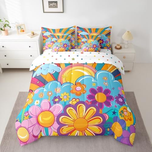 Erosebird Groovy Floral Bedding Comforter Set for Kids