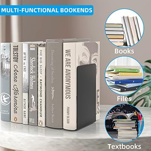 VFINE Metal Bookends - Heavy Duty Best for Stacking Black