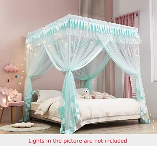 Mengersi Canopy Bed Curtains Full Size Sky Blue