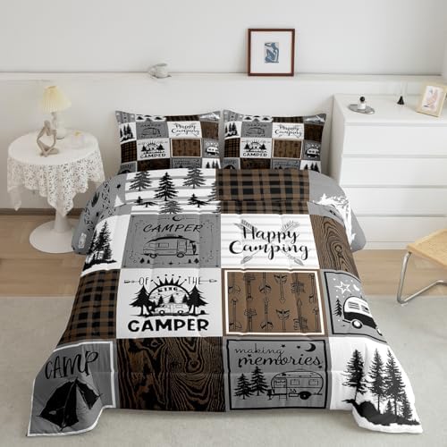 Erosebridal Happy Camping Queen Comforter Set