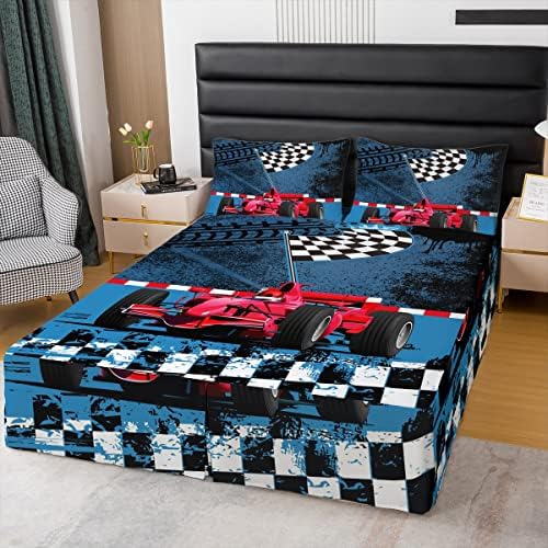 Boys Race Car Bed Skirt Cool and Durable for Kids Bedrooms